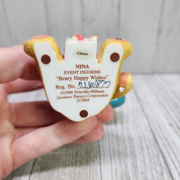 Vintage Cherished Teddies Nina Beary Happy Wishes 1996 #215864 Event Figurine - Picture 5 of 7